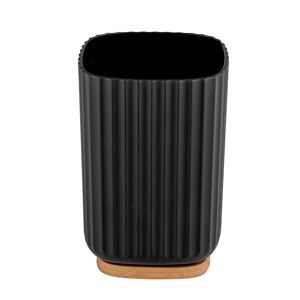 Zahnputzbecher 'Rotello' Kunststoff/Bambus schwarz Ø 8,6 x 11,1 cm