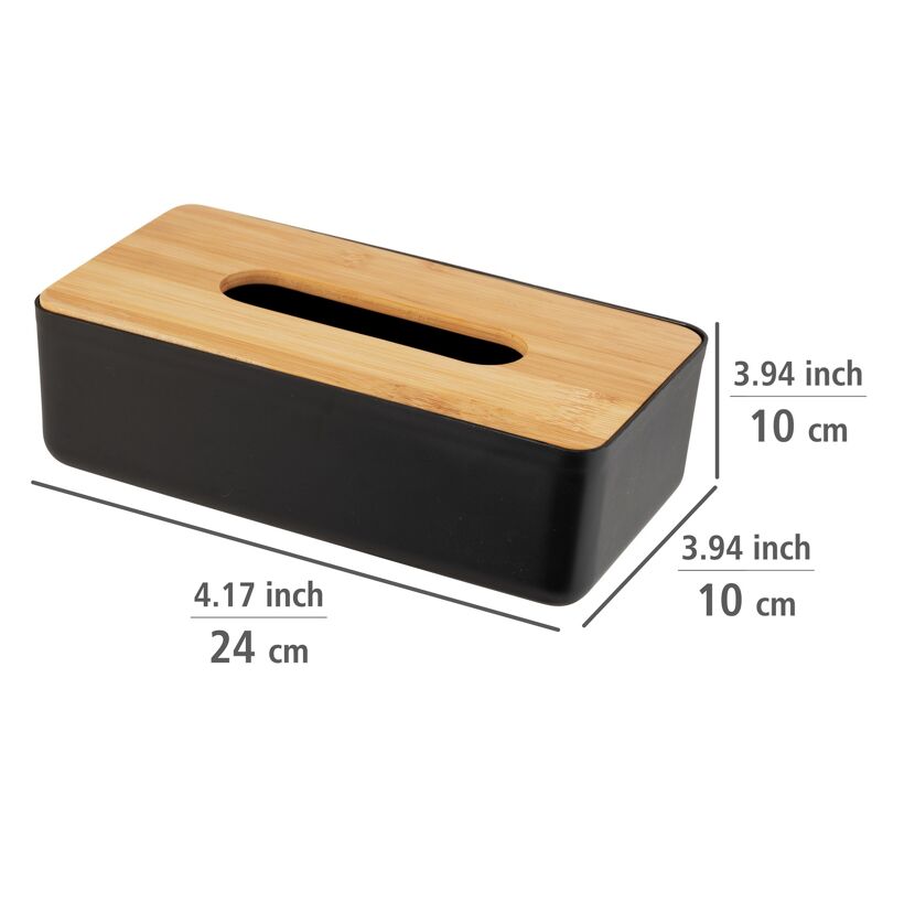 Schwarze Kosmetiktuchbox mit Bambusdeckel
