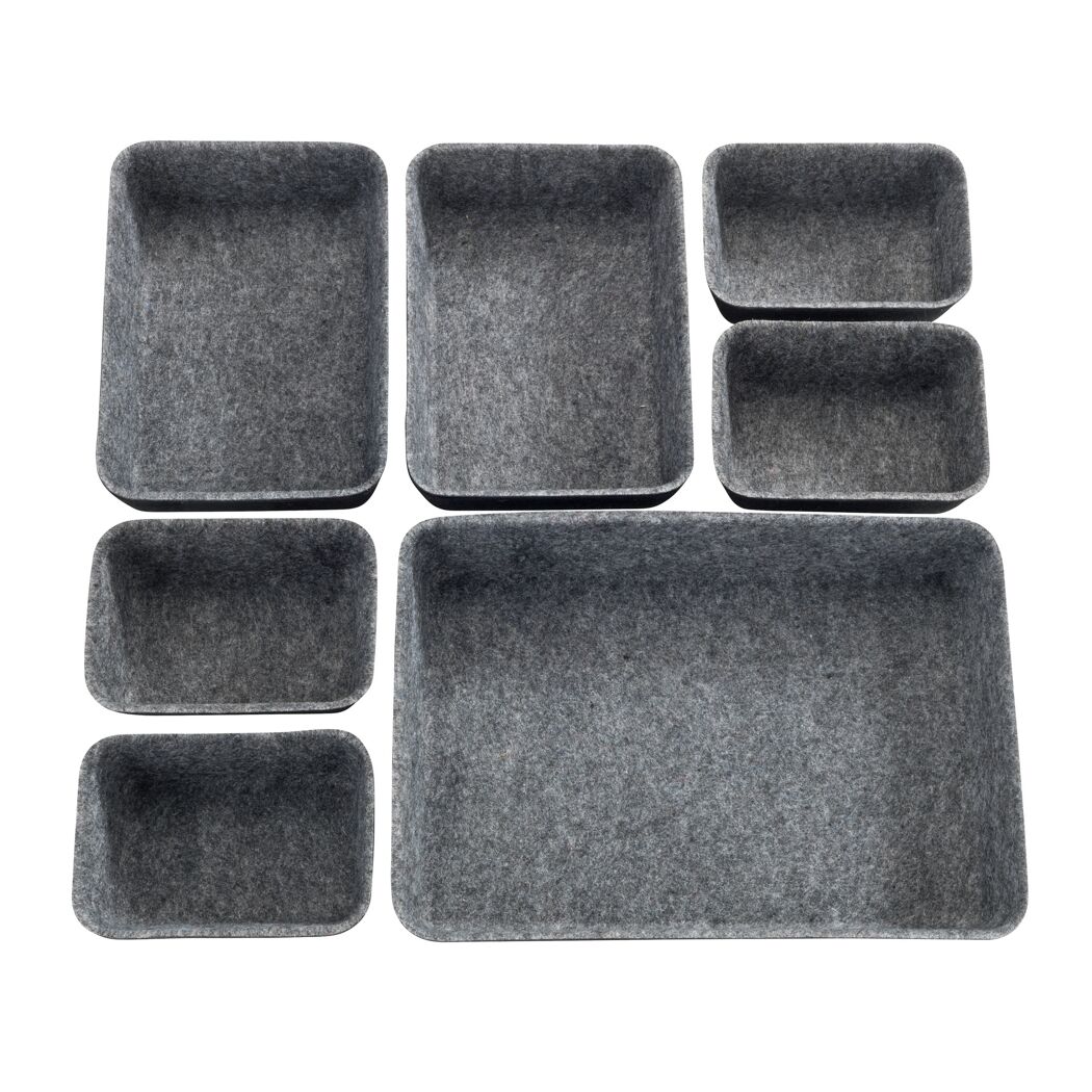 Sieben graue Filz-Organizer