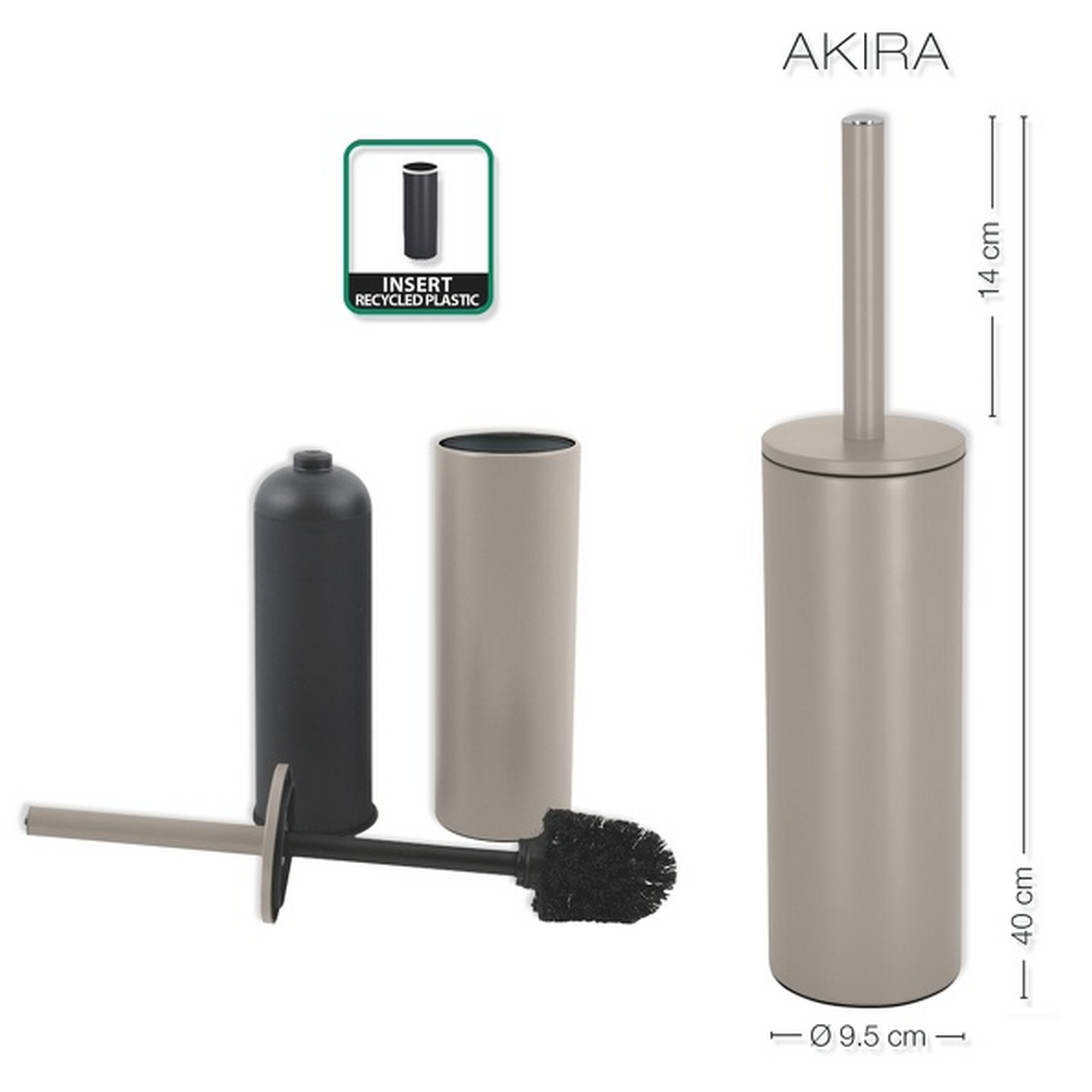 WC-Bürstengarnitur 'Akira' Stahl taupe matt Ø 9,5 x 40 cm + product picture