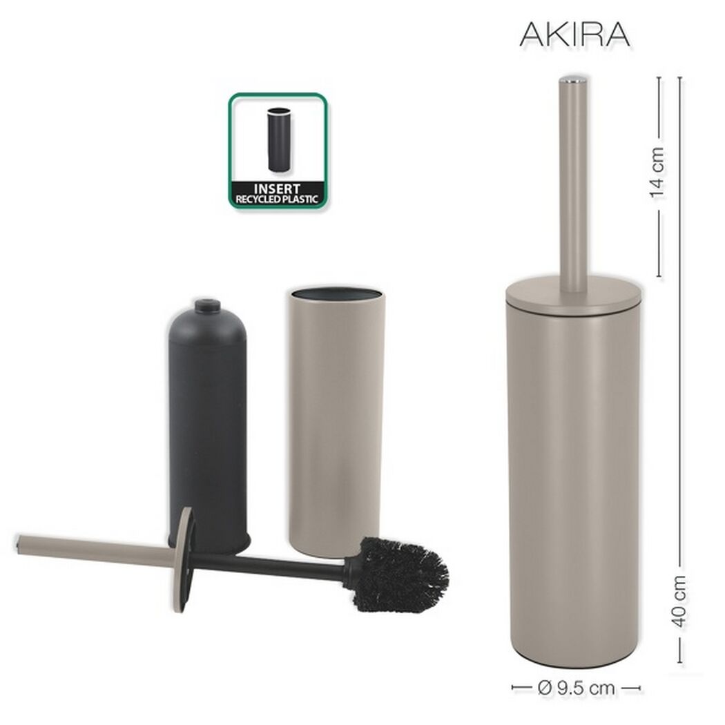 WC-Bürste AKIRA taupe mit schwarzen Borsten und Einsatz