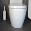 Verkleinertes Bild von WC-Bürstengarnitur 'Akira' Stahl weiß matt Ø 9,5 x 40 cm