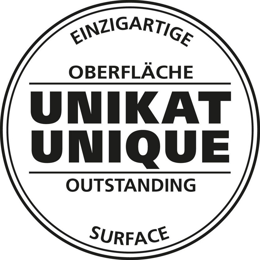 Rundes Siegel mit der Aufschrift UNIKAT UNIQUE