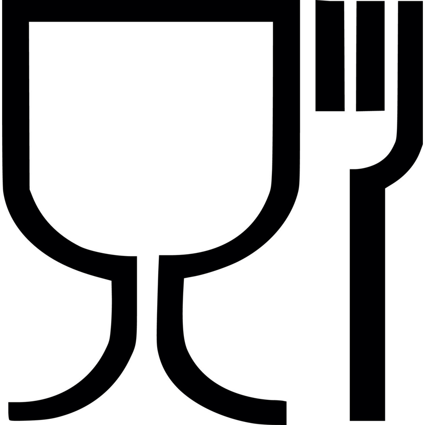 Glas und Gabel Symbol für spülmaschinenfest