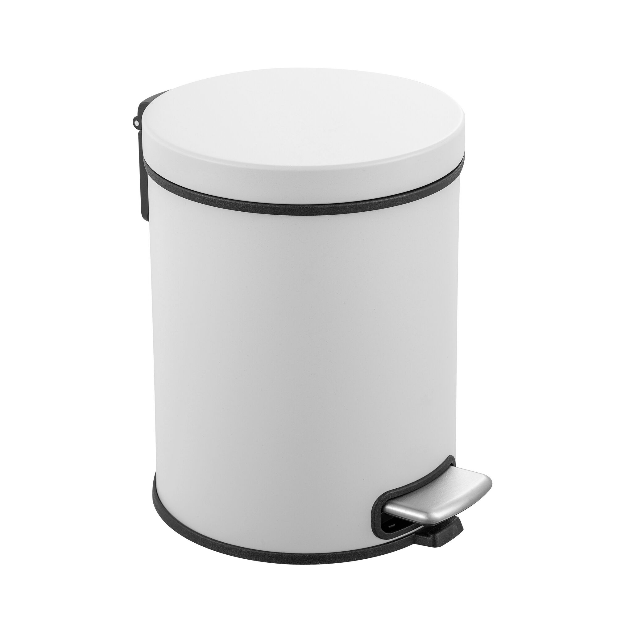 Weißer Kosmetikeimer mit Fußpedal.