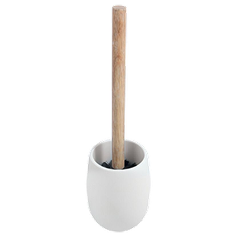 Weiße WC-Bürste mit Holzgriff