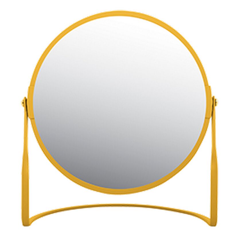 Runder Standspiegel, goldfarben