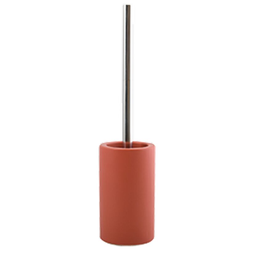 Terrakottafarbene WC-Bürste mit silbernem Griff