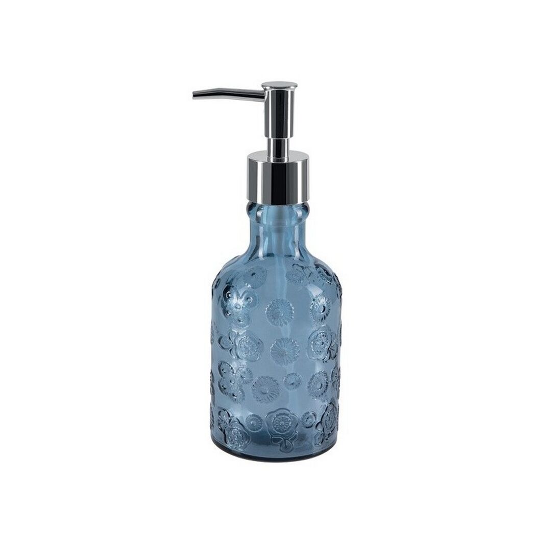Blauer Seifenspender CARLITA aus Glas mit Prägung
