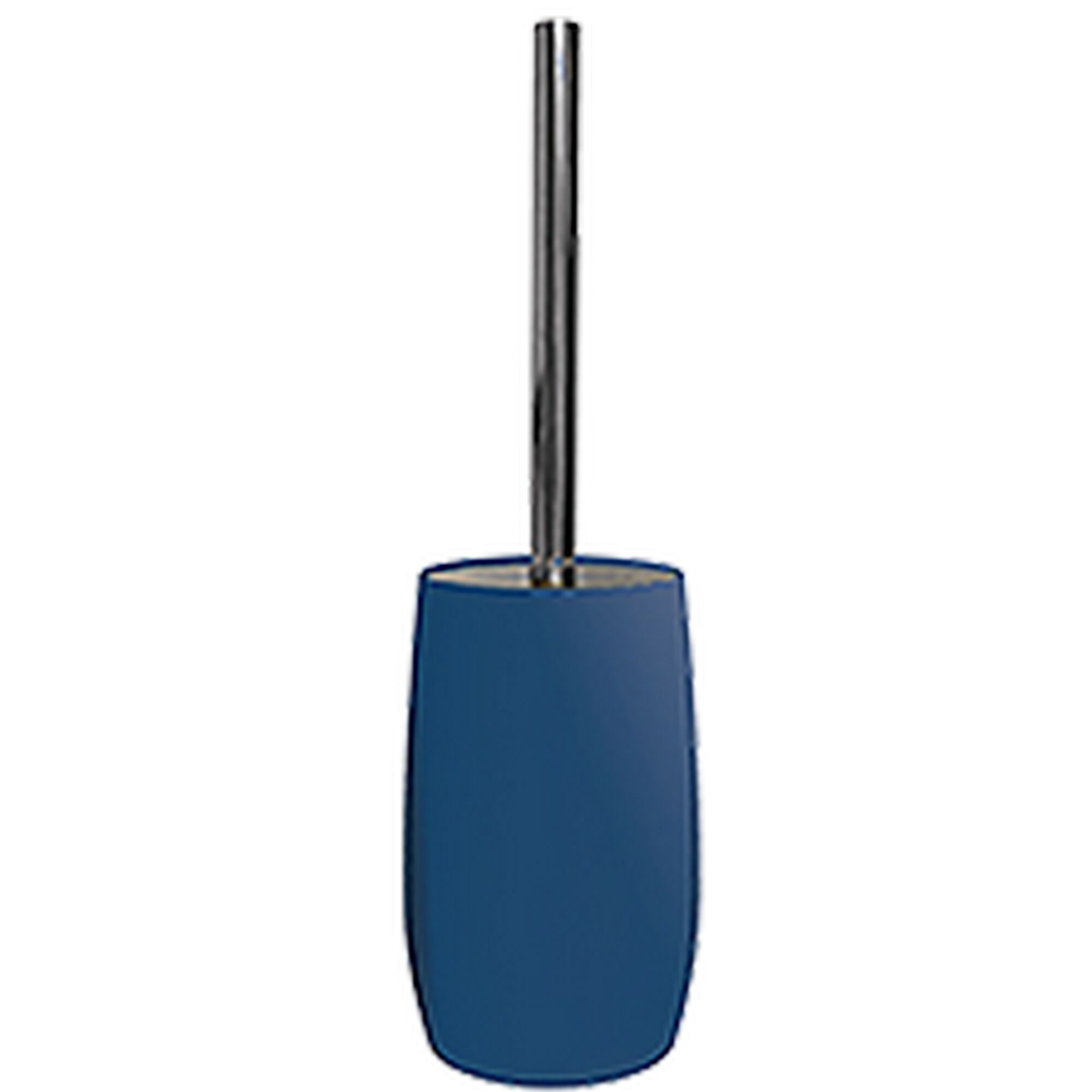 Dunkelblaue WC-Bürste mit Stiel.