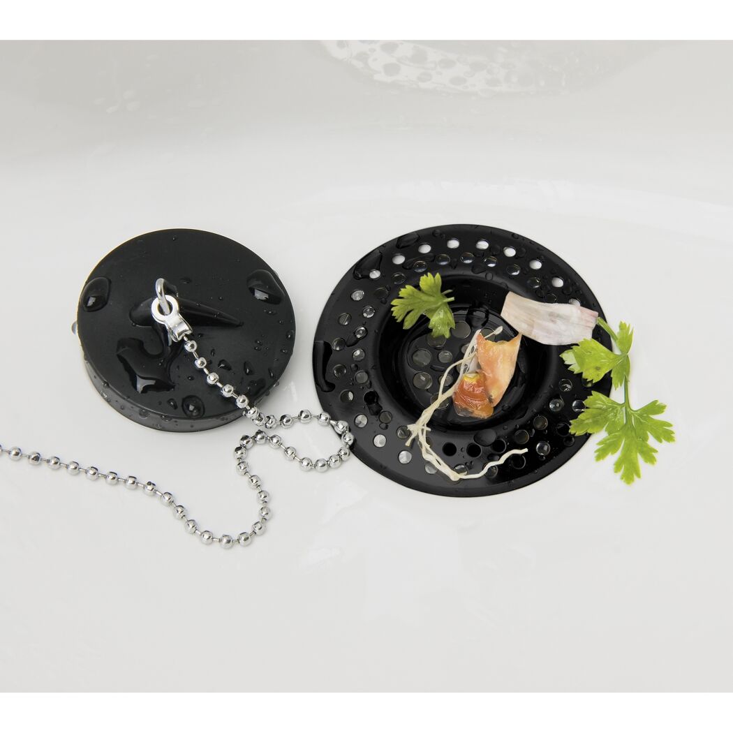 Abflusssieb Edelstahl schwarz Ø 7 cm, 2 Stück
