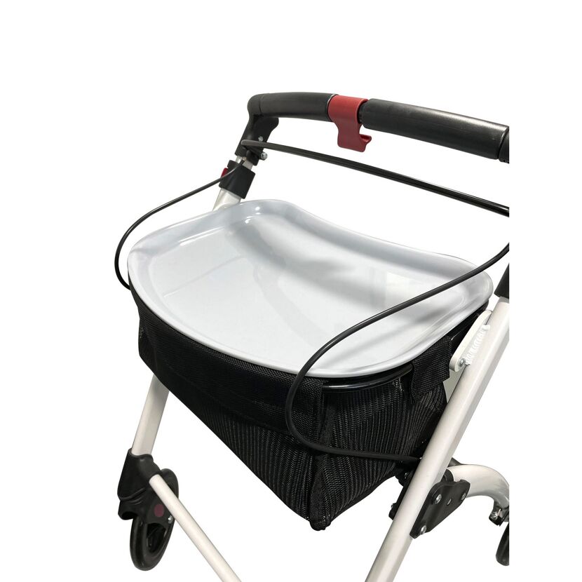 Rollator Pit, weiß, mit Tablett und Netz