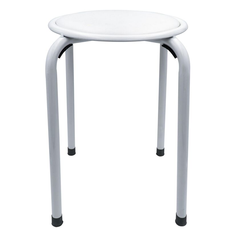 Weißer Badhocker mit runder Sitzfläche