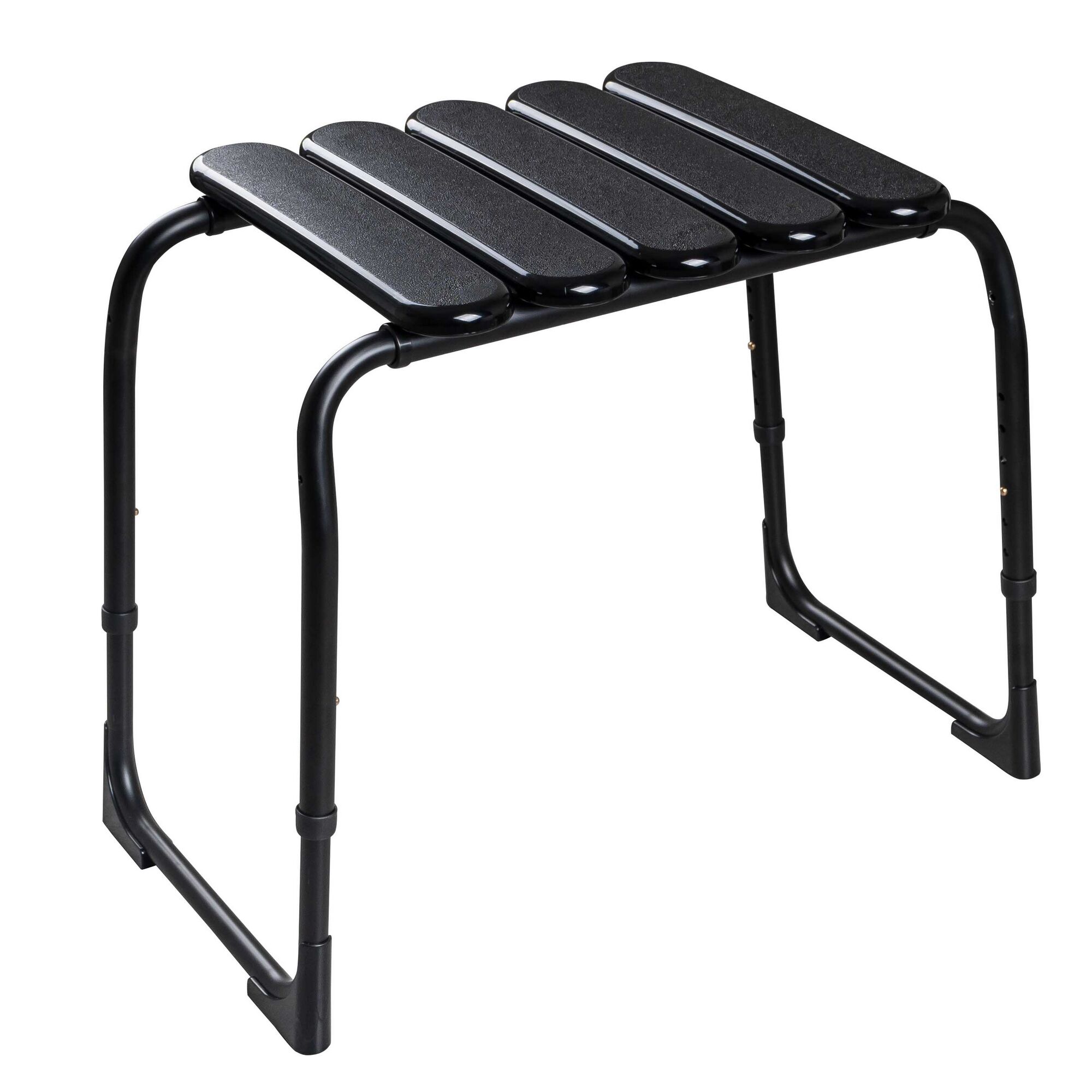 Schwarzer Badhocker mit fünf gerippten Sitzflächen