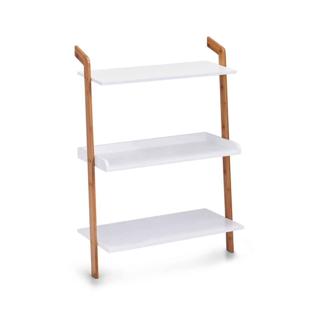 Leiterregal Bambus/MDF weiß 60 x 84 x 30 cm