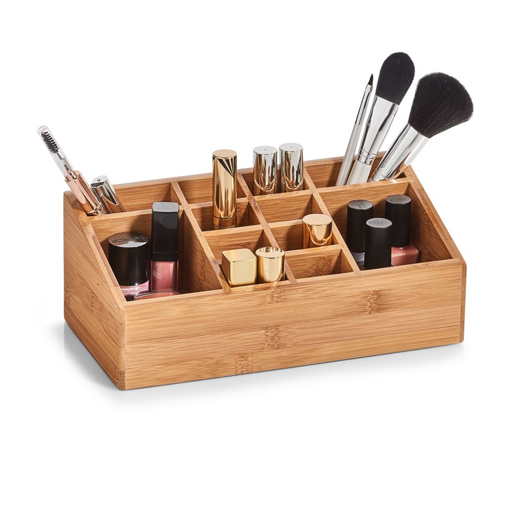 Bambus Organizer mit Kosmetik