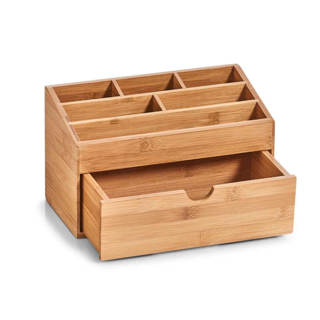 Schreibtischorganizer aus Bambus mit Schublade