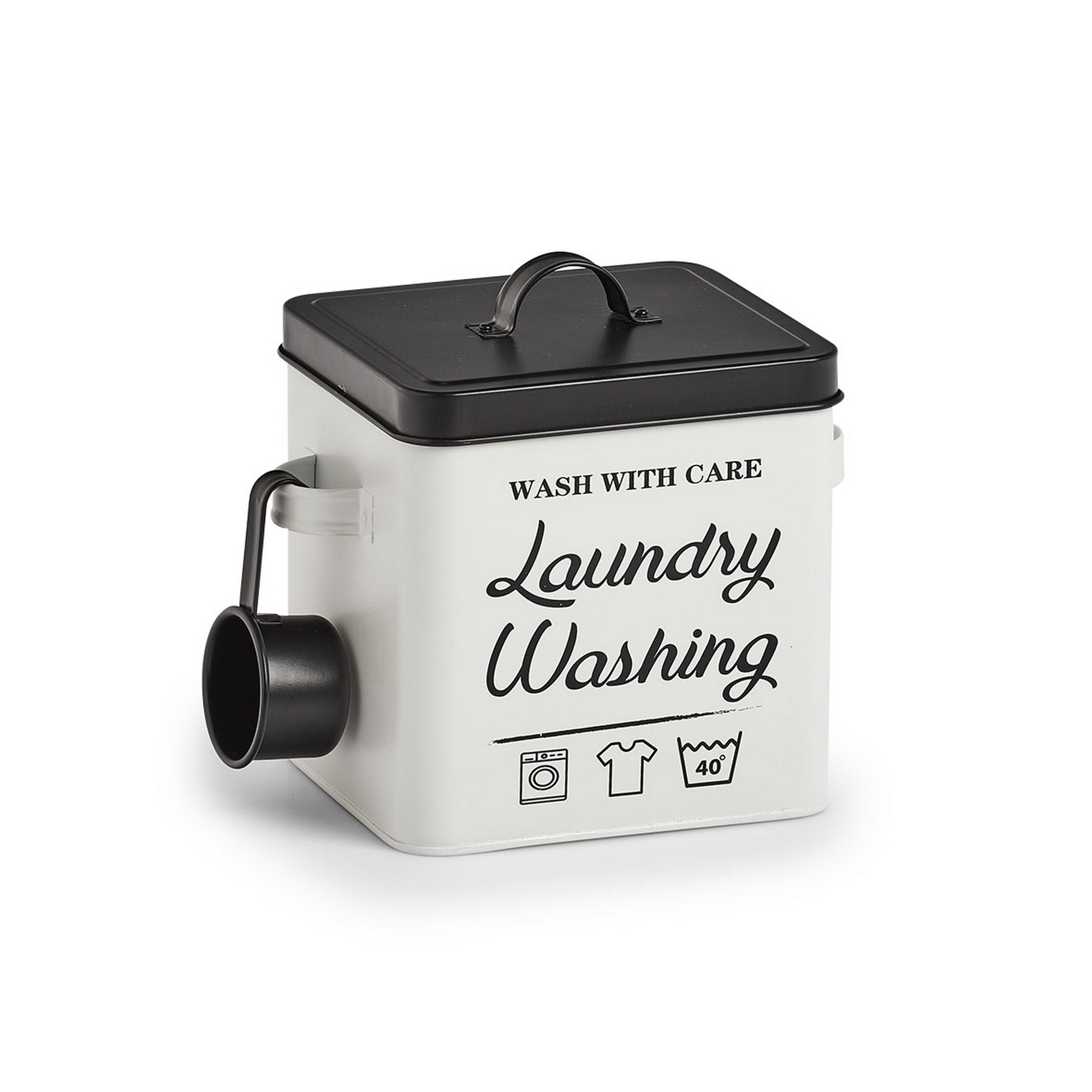 Waschpulver-Box 'Laundry' weiß/schwarz 25 x 18,1 x 15,5 cm + product picture