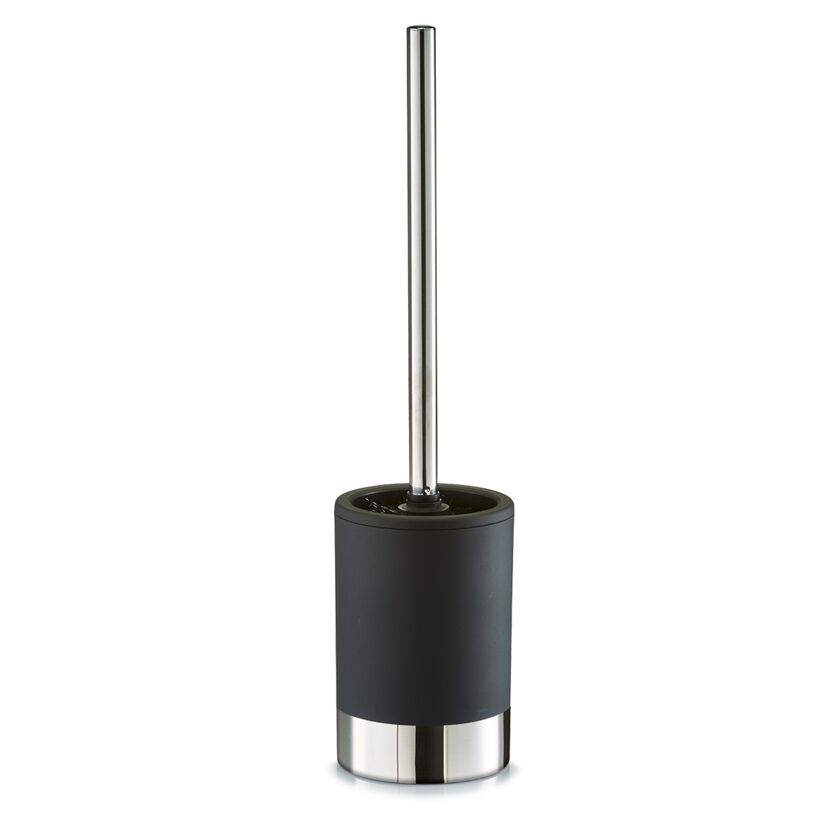 Schwarze WC-Bürste mit silbernem Stiel