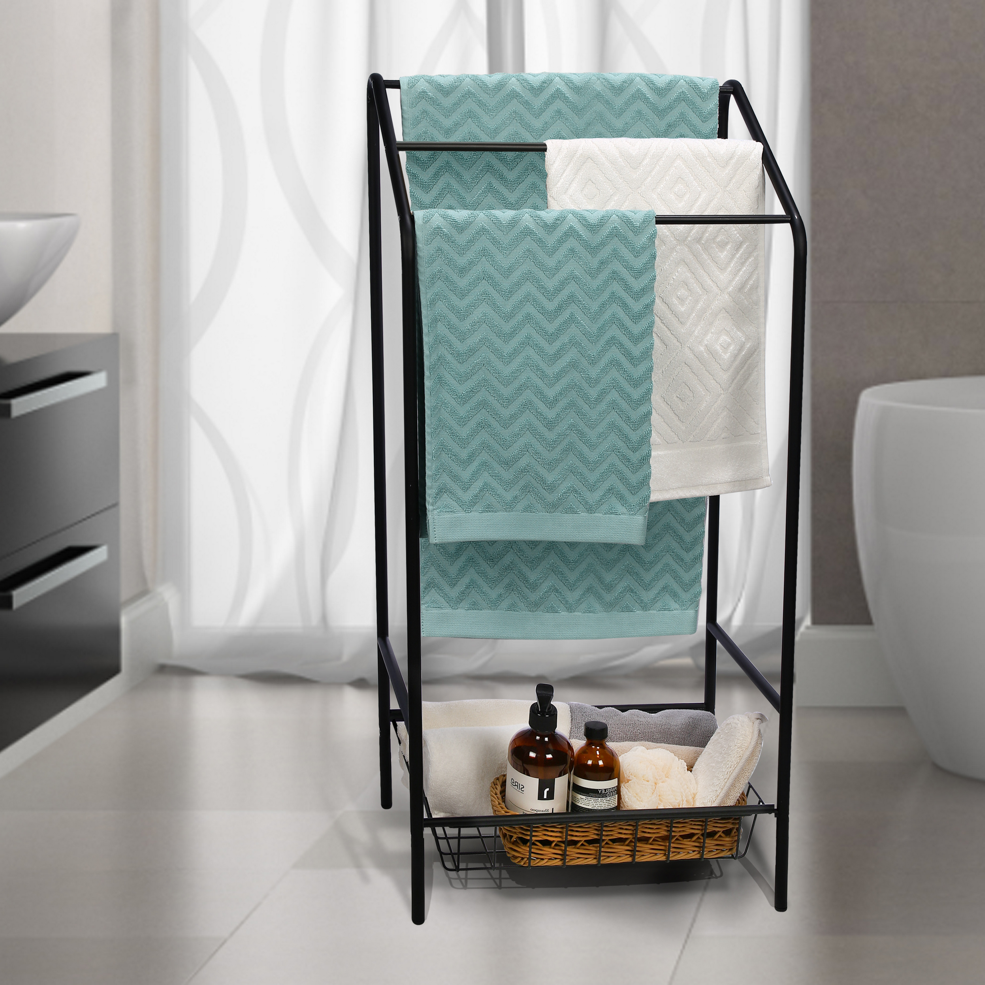 Handtuchhalter Metall schwarz 42,6 x 93,5 x 30 cm