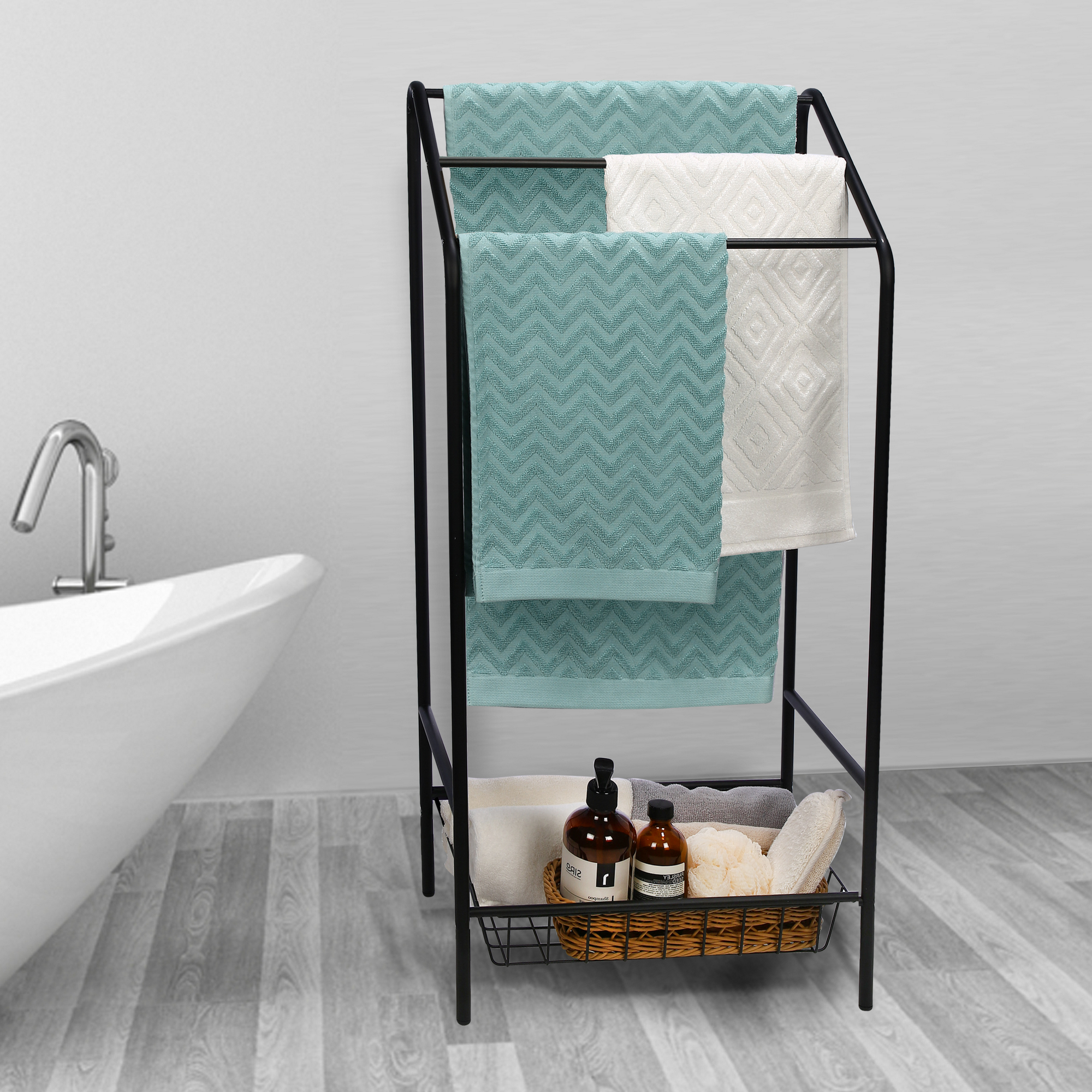 Handtuchhalter Metall schwarz 42,6 x 93,5 x 30 cm