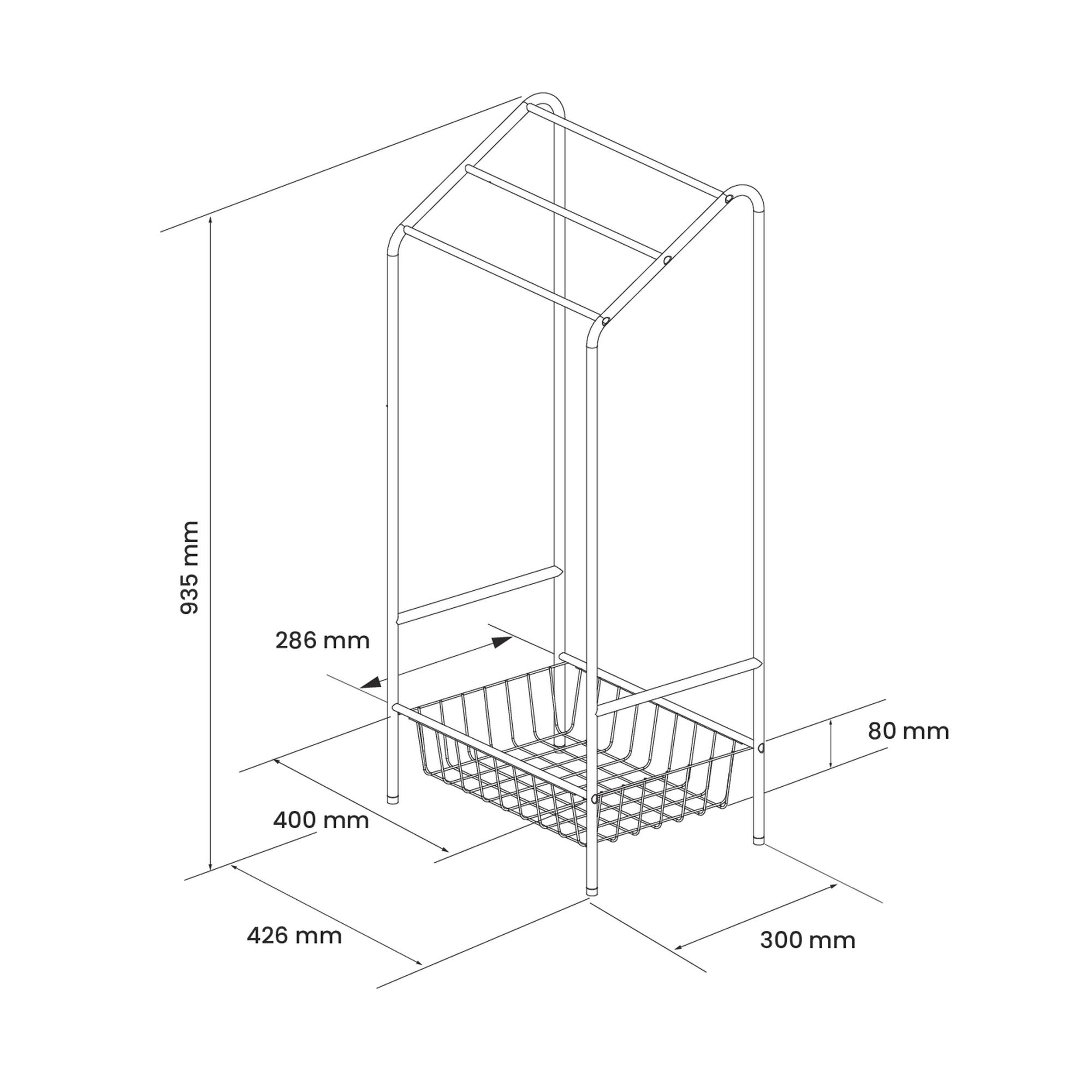 Handtuchhalter Metall schwarz 42,6 x 93,5 x 30 cm