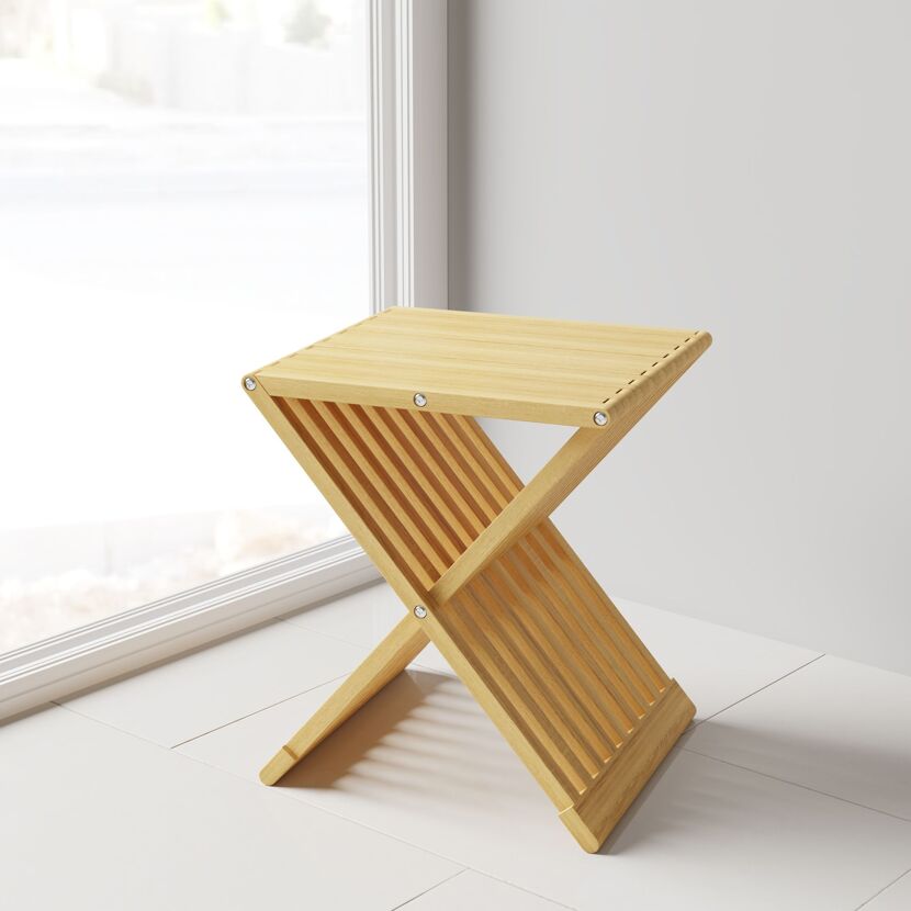 Zusammenklappbarer Holzhocker