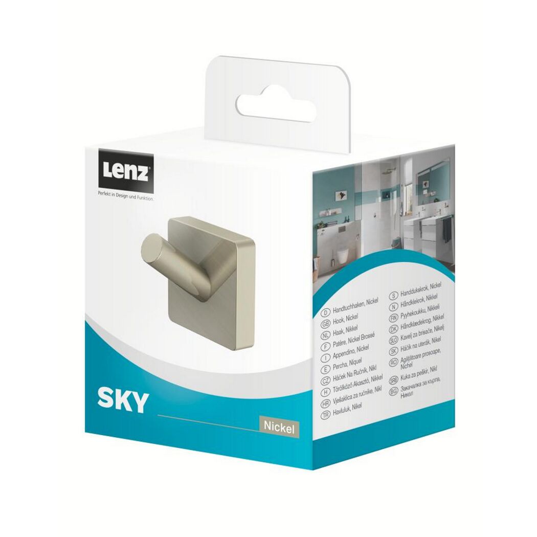 Lenz Handtuchhaken SKY nickel-matt in Verpackung