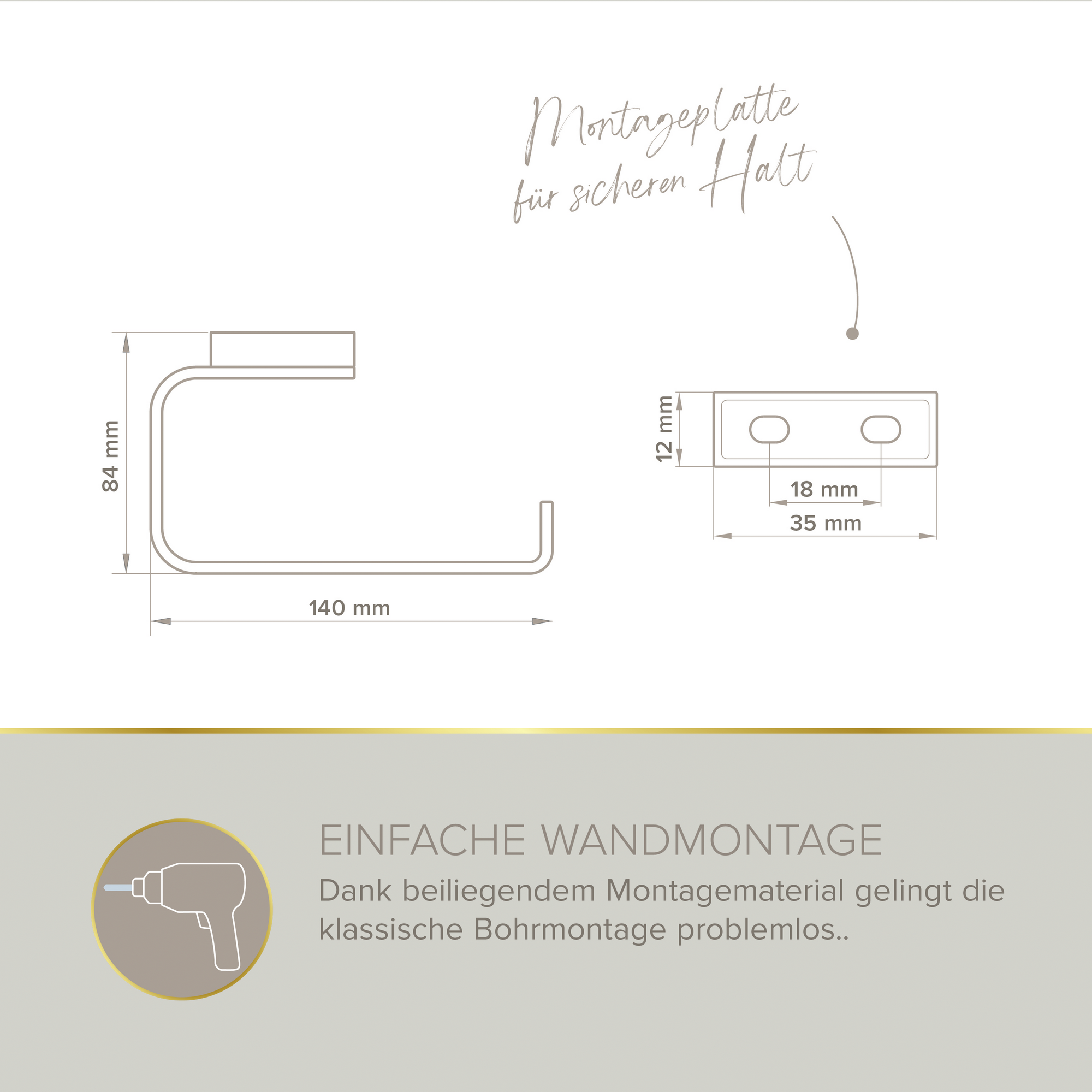 Toilettenpapierhalter 'Aura' wandhängend verchromt