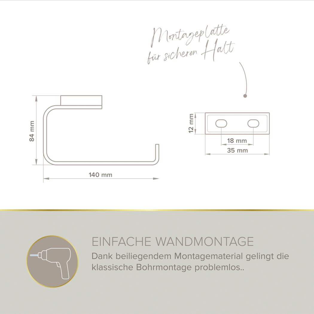 Toilettenpapierhalter 'Aura' wandhängend verchromt