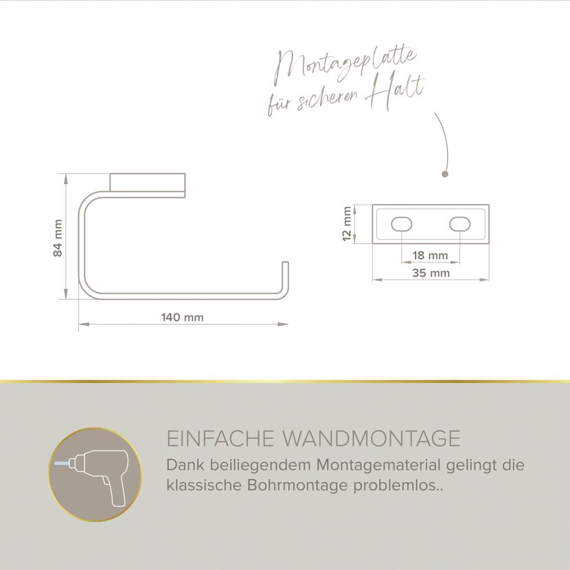 Toilettenpapierhalter 'Aura' wandhängend verchromt