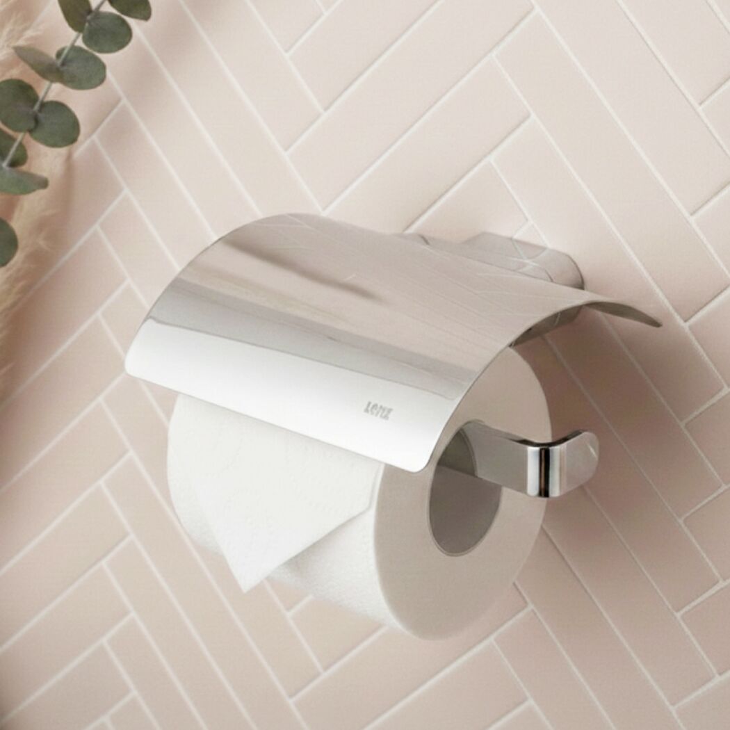 Toilettenpapierhalter mit Deckel 'Aura' wandhängend verchromt