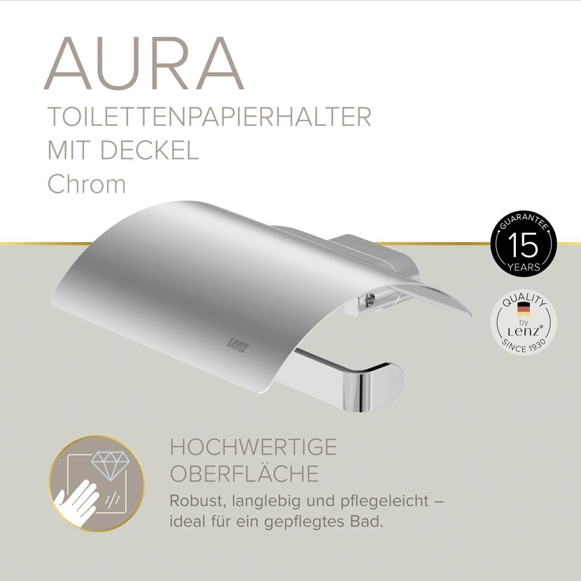 Toilettenpapierhalter mit Deckel 'Aura' wandhängend verchromt