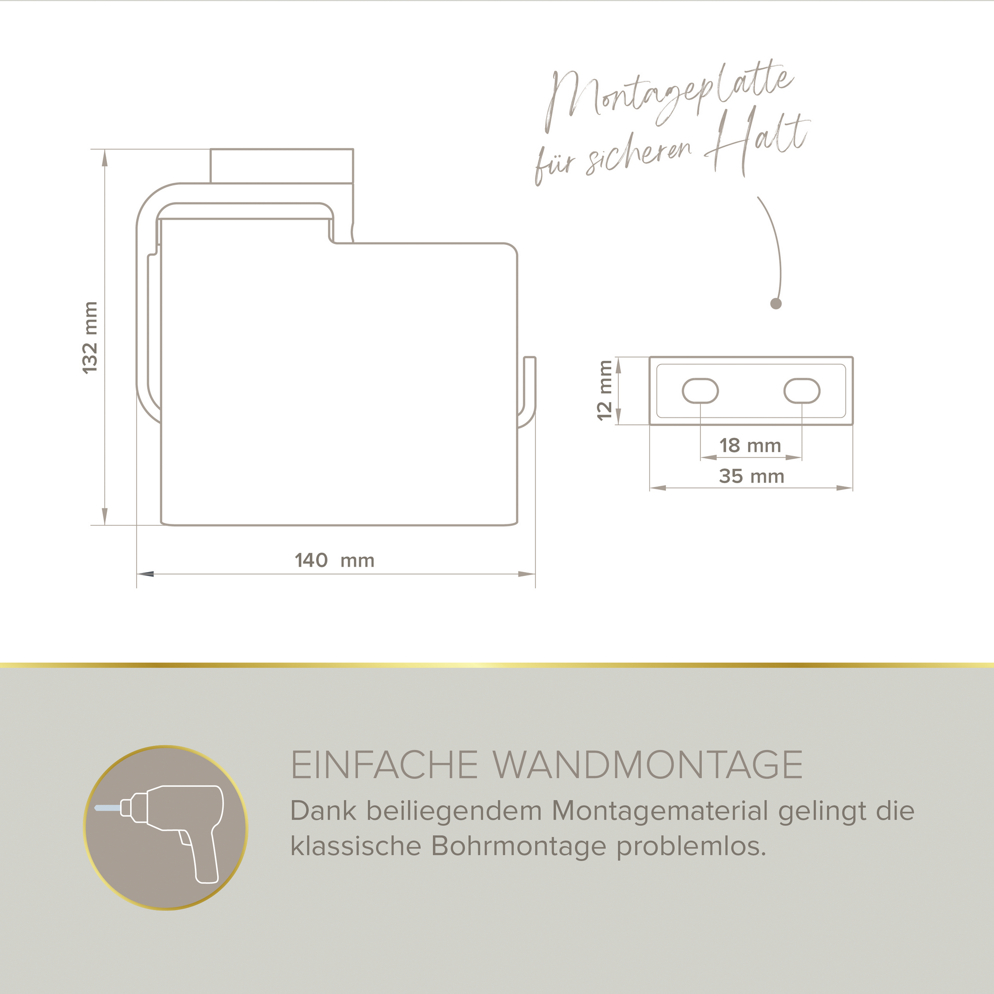 Toilettenpapierhalter mit Deckel 'Aura' wandhängend verchromt