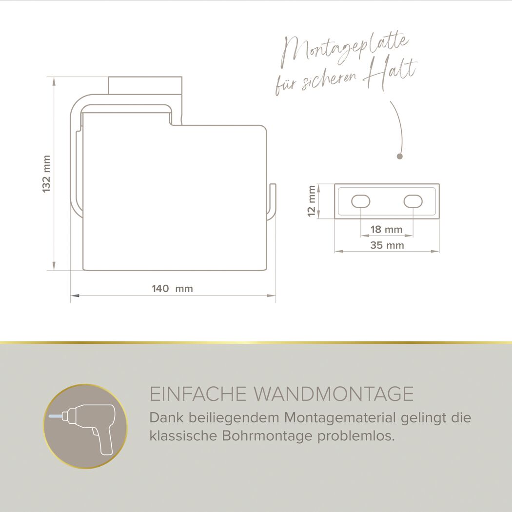 Toilettenpapierhalter mit Deckel 'Aura' wandhängend verchromt