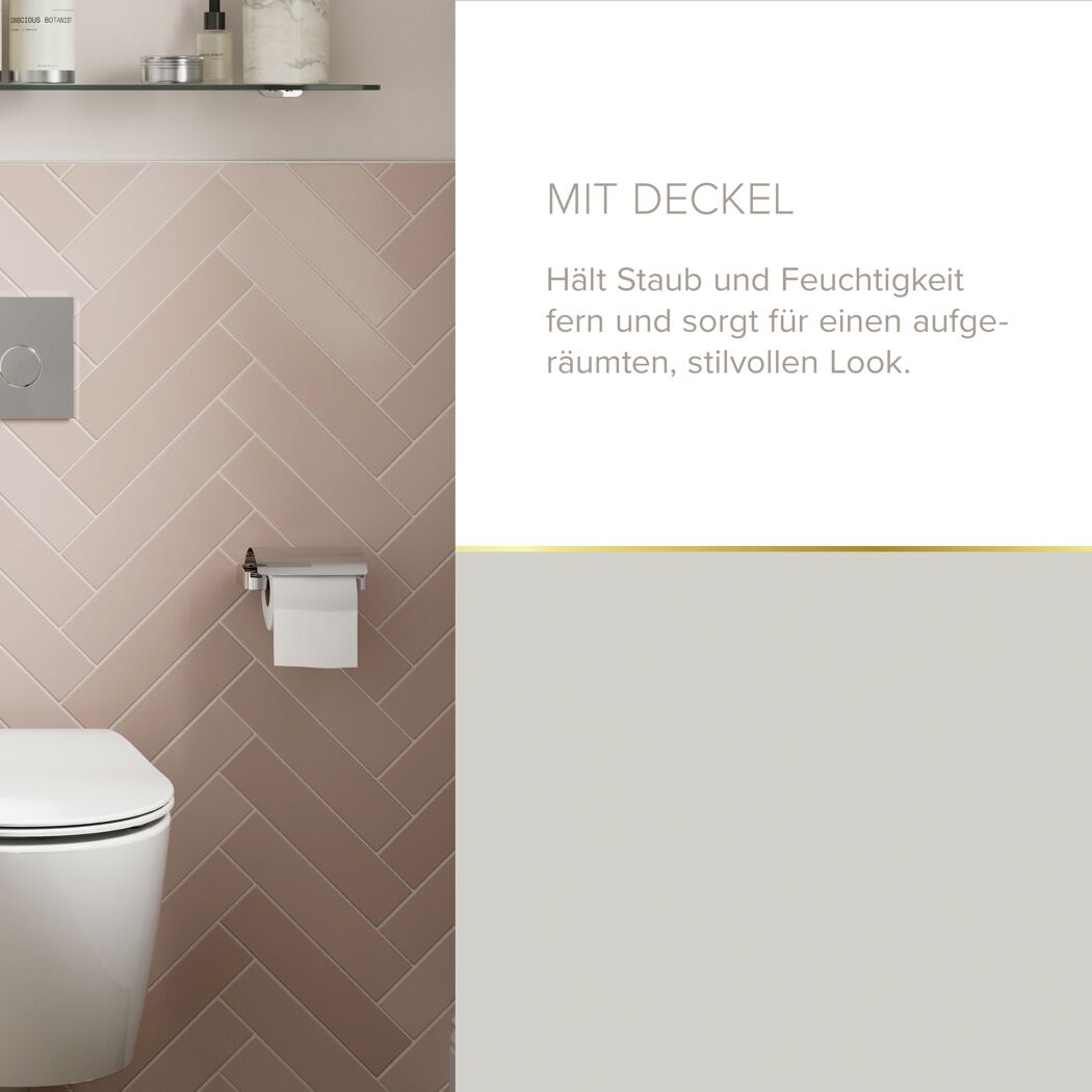 Toilettenpapierhalter mit Deckel 'Aura' wandhängend verchromt