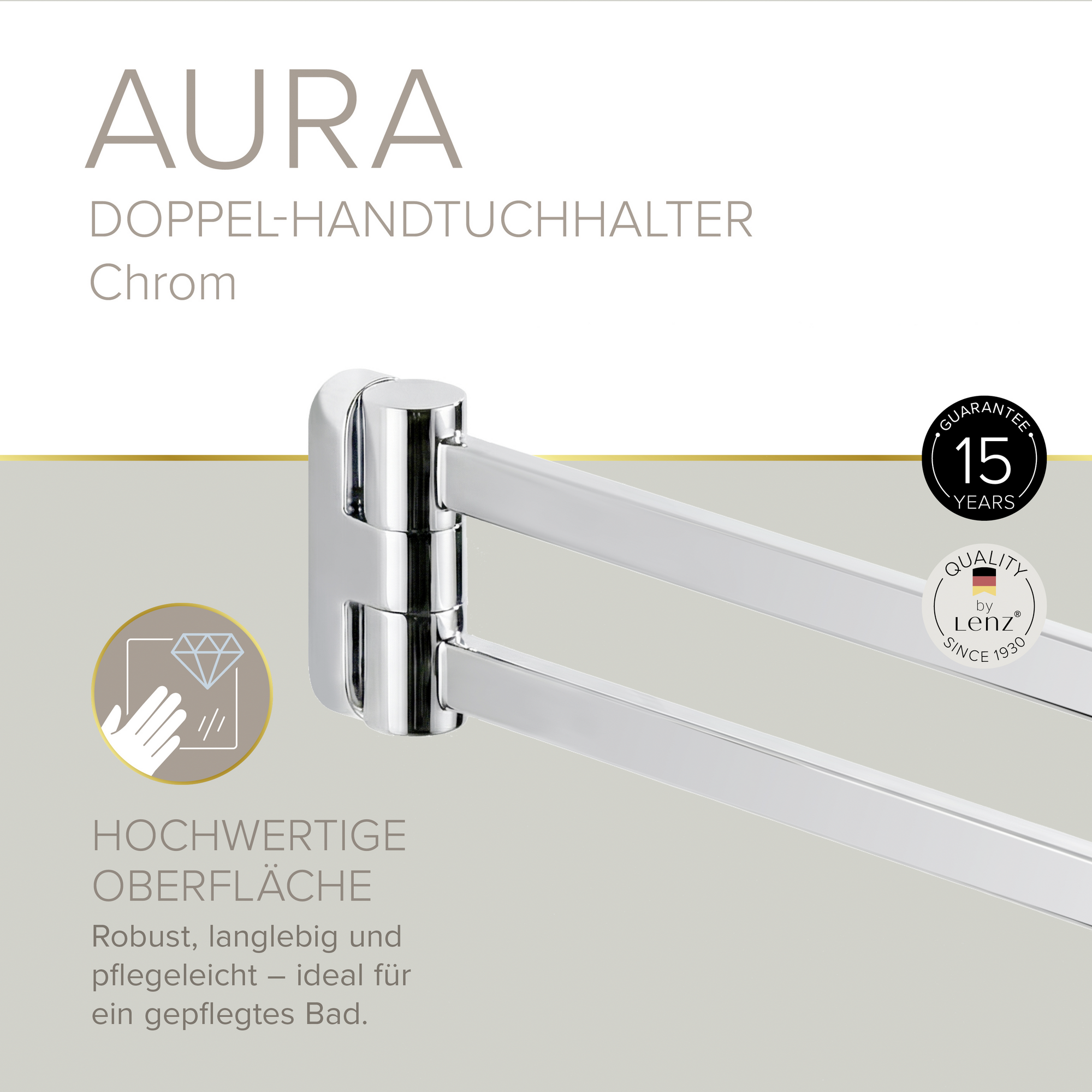 Handtuchhalter 'Aura' doppelreihig verchromt 43 cm