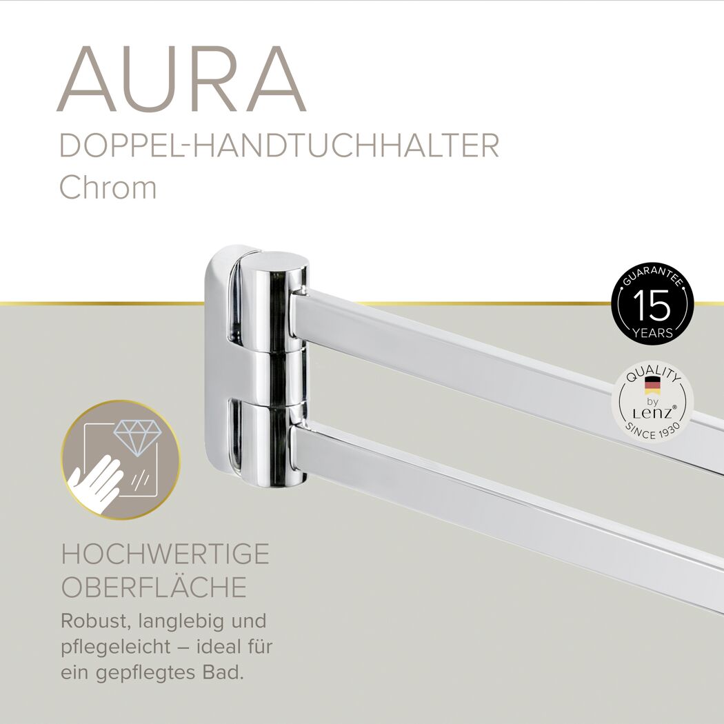 Handtuchhalter 'Aura' doppelreihig verchromt 43 cm