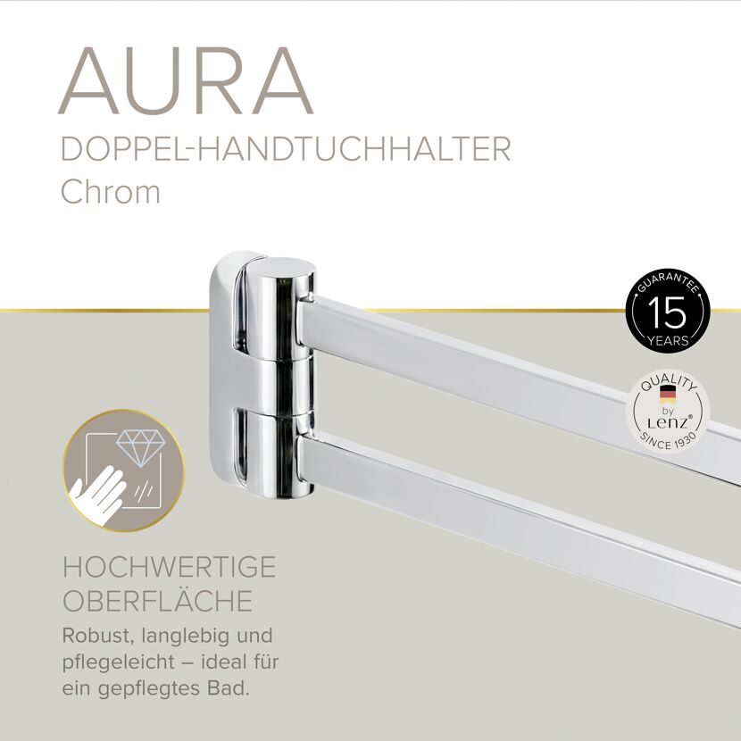 Handtuchhalter 'Aura' doppelreihig verchromt 43 cm