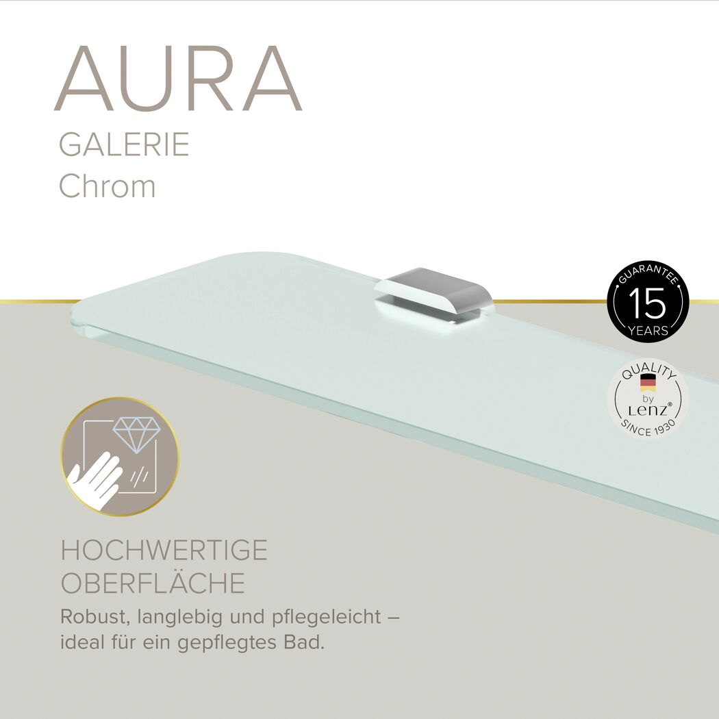 Badablage 'Aura' Glas verchromt 60 x 12,8 x 2 cm