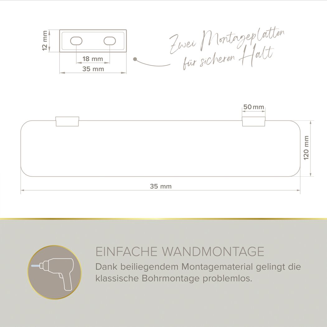 Badablage 'Aura' Glas verchromt 60 x 12,8 x 2 cm