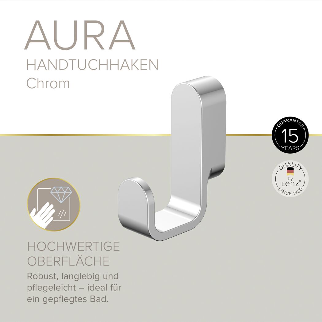 Handtuchhaken 'Aura' eckig verchromt