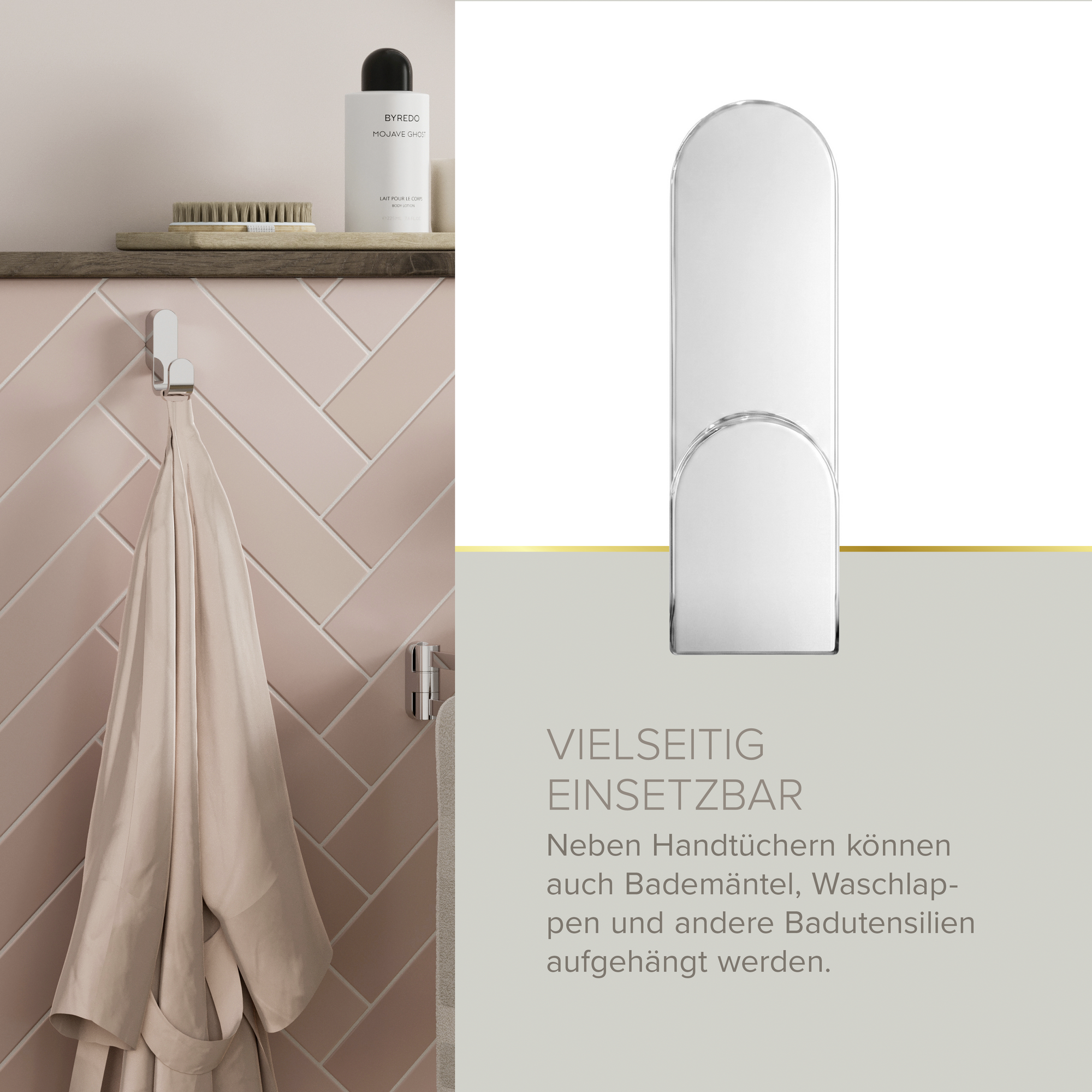 Handtuchhaken 'Aura' eckig verchromt