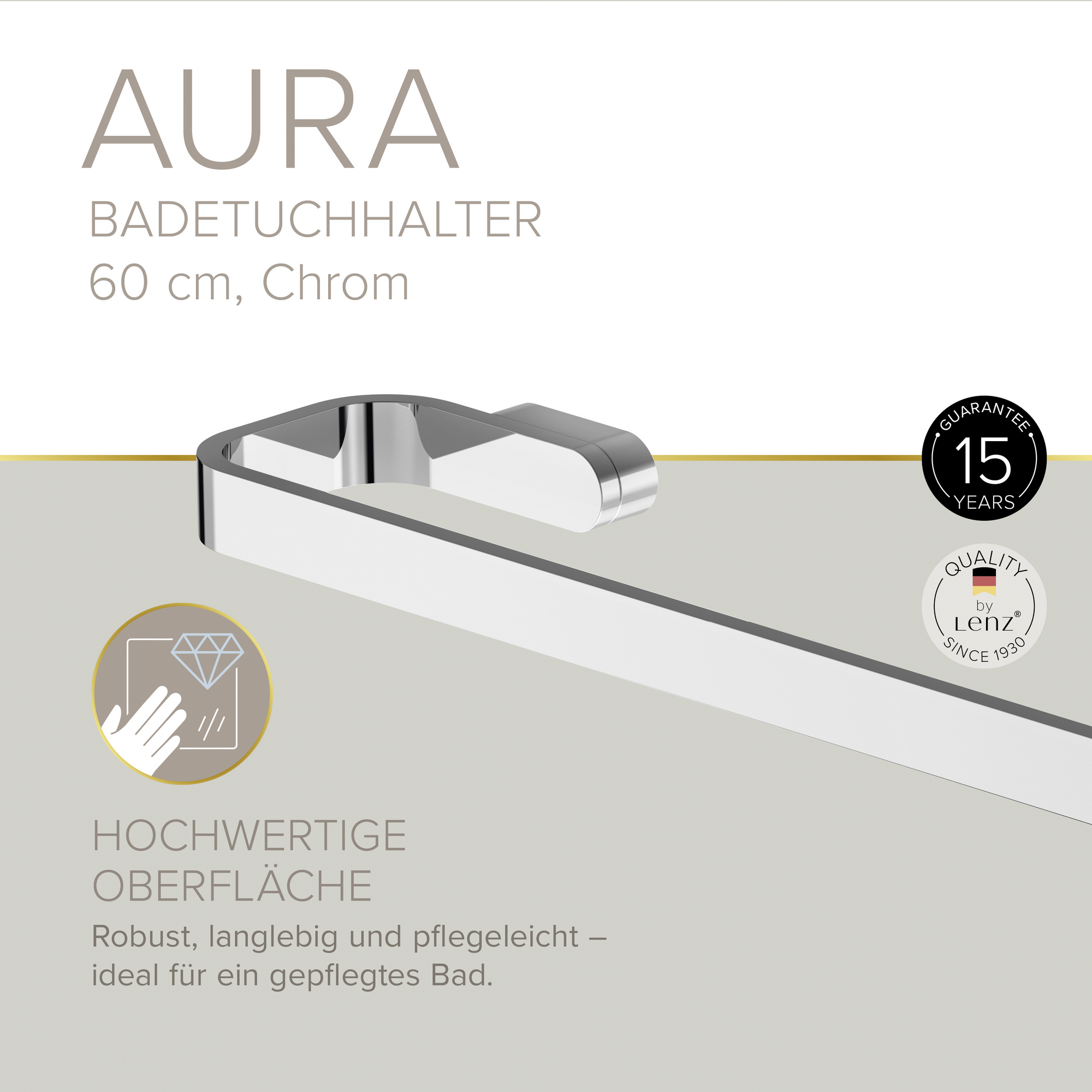 Badetuchhalter 'Aura' verchromt 60 cm