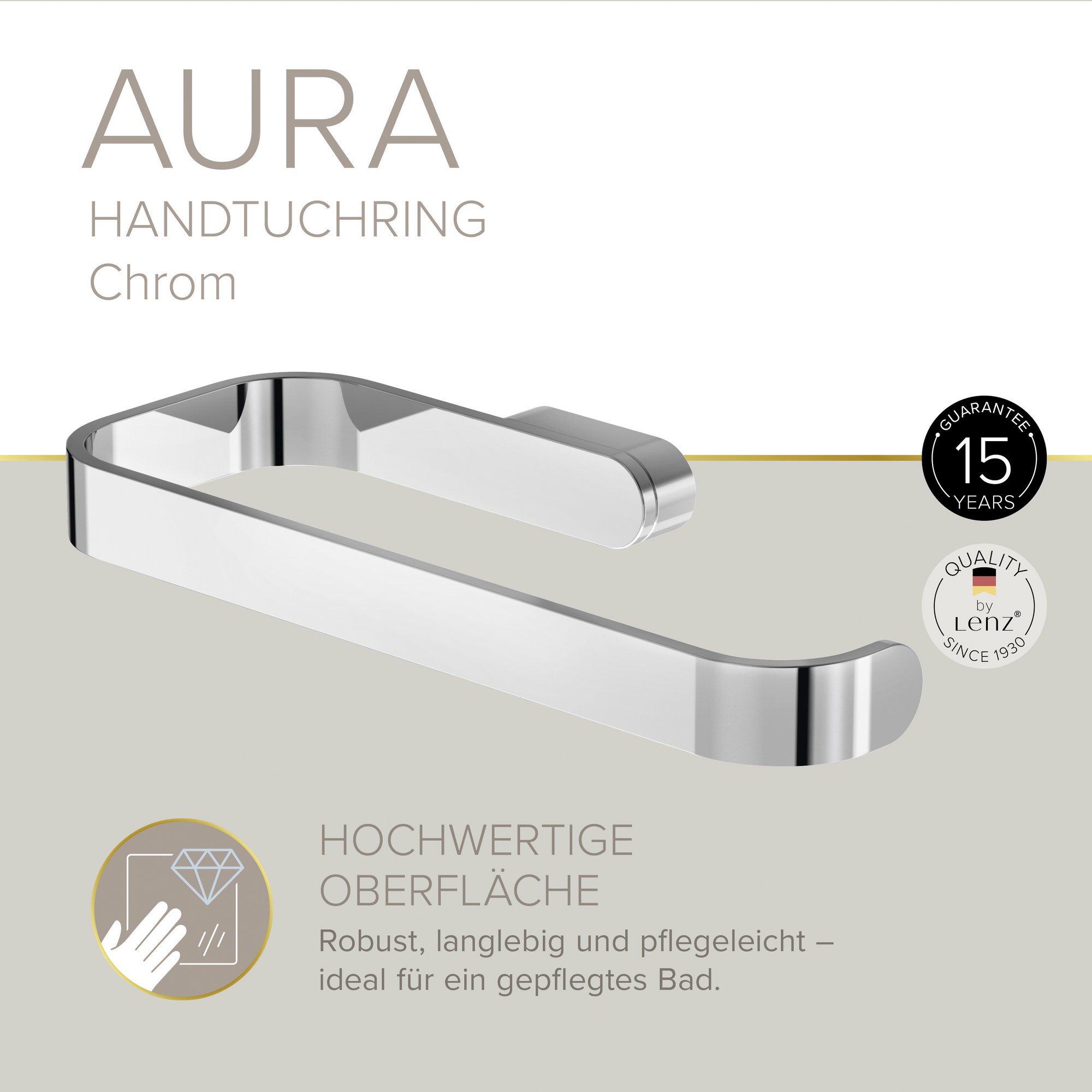 Handtuchhalter 'Aura' verchromt 20,5 cm