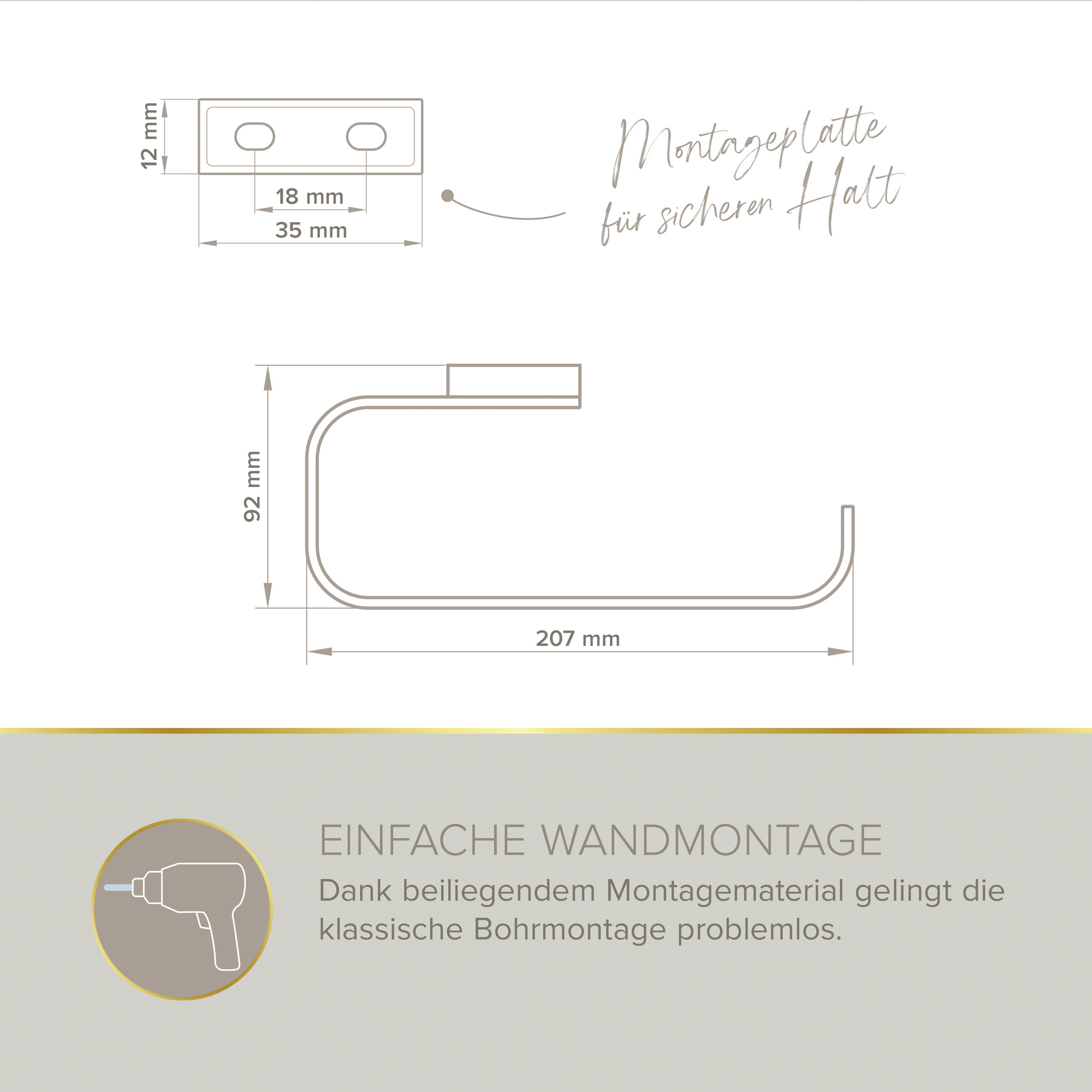 Handtuchhalter 'Aura' verchromt 20,5 cm