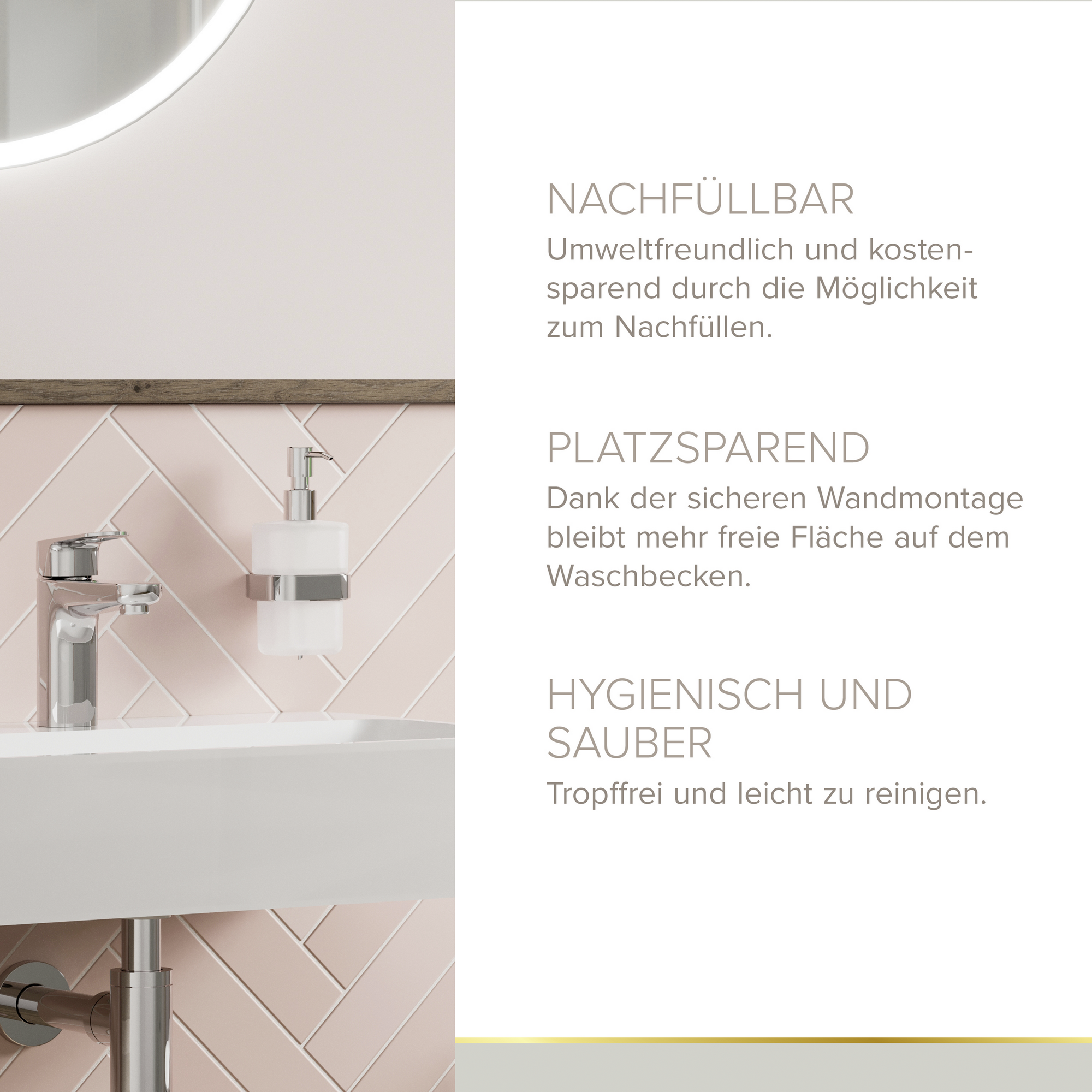 Seifenspender 'Aura' wandhängend eckig verchromt/weiß
