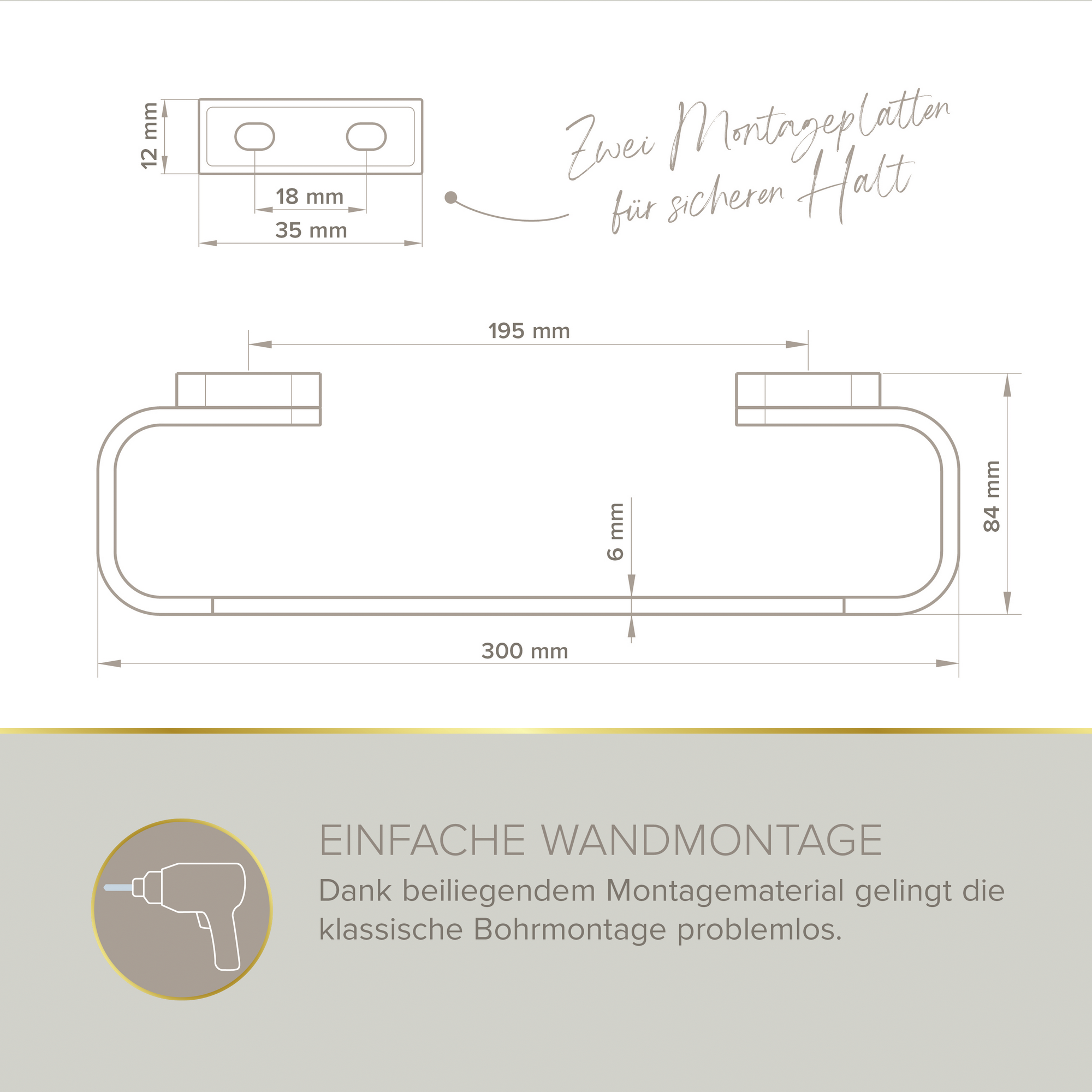 Handtuchhalter 'Aura' verchromt 30 cm