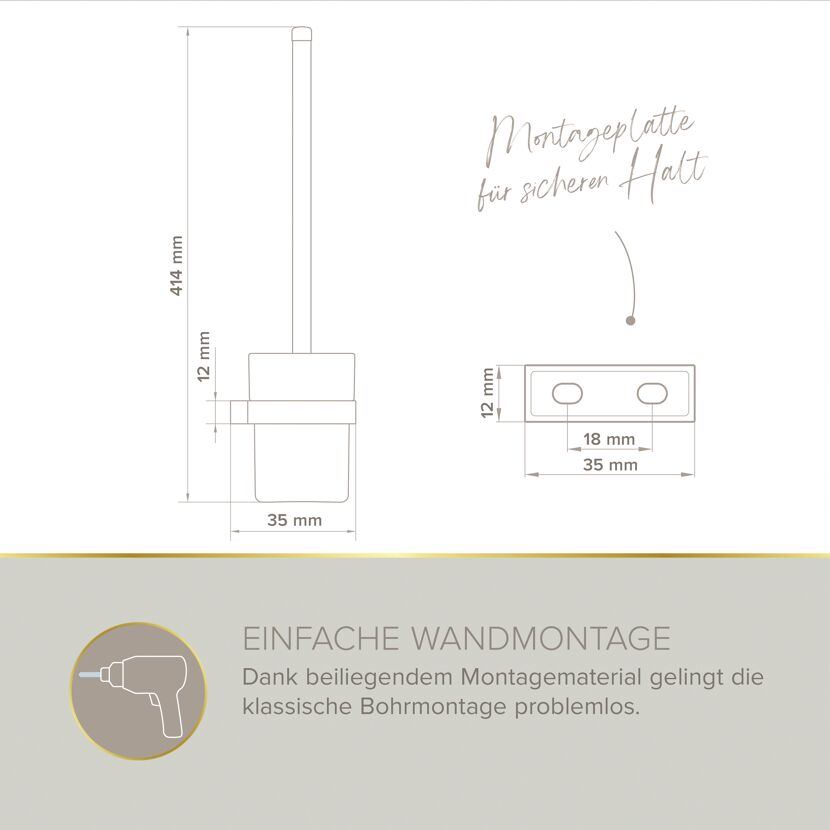 WC-Bürstengarnitur 'Aura' eckig verchromt/weiß