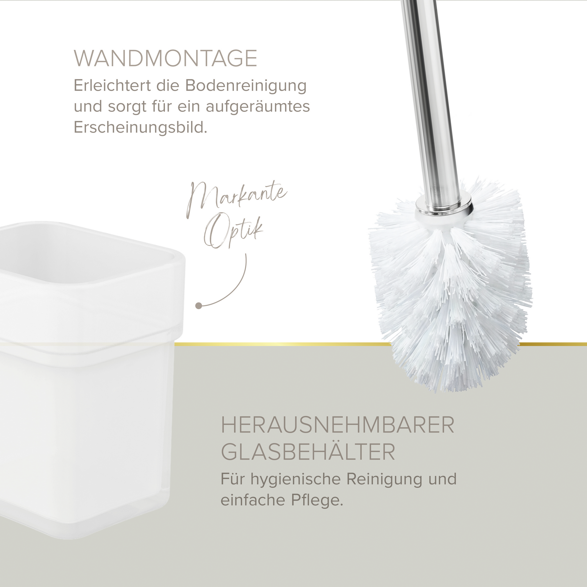 WC-Bürstengarnitur 'Aura' eckig verchromt/weiß